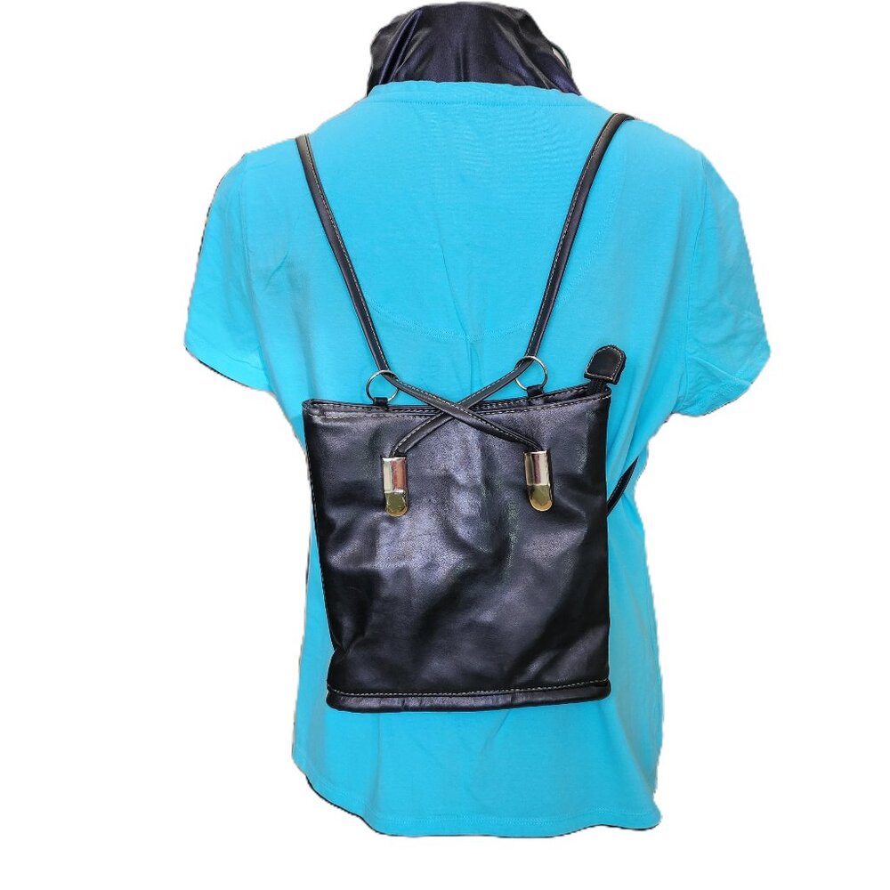 Y2K Black PU Purse & Backpack Convertible Bag